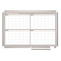 Magnetic Dry Erase Calendar Board, Four-Month Planning/Scheduling, 36" x 24", White Surface, Satin Aluminum Frame