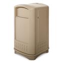 Plaza Indoor/outdoor Waste Container, Rectangular, Plastic, 50 Gal, Beige