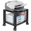 Height-Adjustable Under-Desk Printer Cart, Plastic, 2 Shelves, 75 lb Capacity, 17" x 13.25" x 14.13", Black