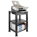 Height-Adjustable Deskside Printer Cart, Plastic, 3 Shelves, 1 Drawer, 75 lb Capacity, 17" x 13.25" x 24.5", Black