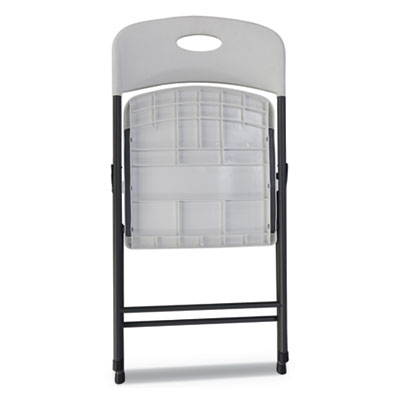 Molded Resin Folding Chair, Supports Up to 225 lb, 18.19" Seat Height, White Seat, White Back, Dark Gray Base, 4/Carton