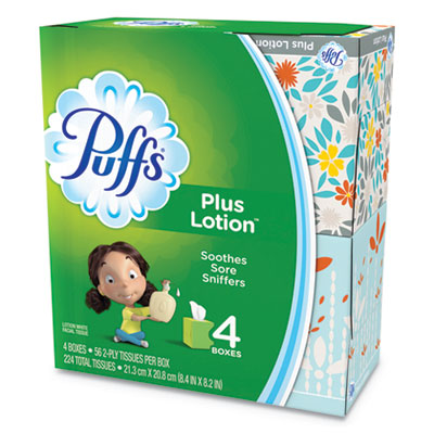 Plus Lotion Facial Tissue, 2-Ply, White, 56 Sheets/Box, 24 Boxes/Carton