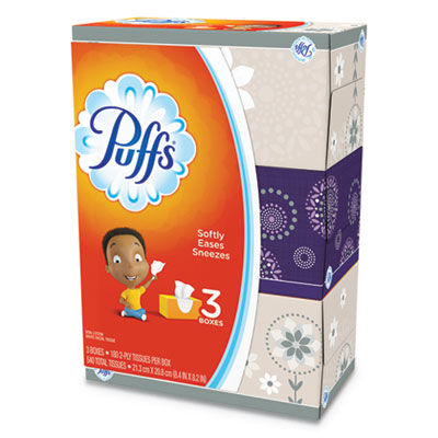 White Facial Tissue, 2-Ply, White, 180 Sheets/Box, 3 Boxes/Pack