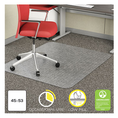 EconoMat Occasional Use Chair Mat for Low Pile Carpet, 45 x 53, Rectangular, Clear