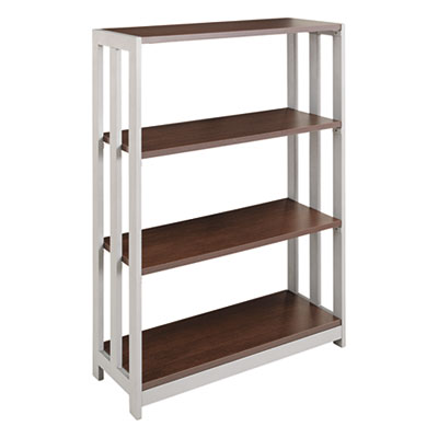 Trento Line Bookcase, Three-Shelf, 31.5w x 11.63d x 43.25h, Mocha