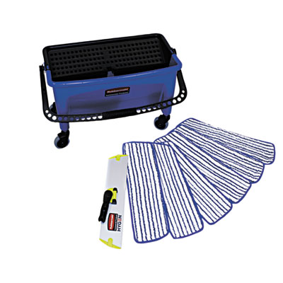 Microfiber Floor Finishing System, 3 gal, Blue/Black/White