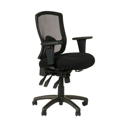 Alera Etros Series Mesh Mid-Back Petite Multifunction Chair, Supports Up to 275 lb, 17.16" to 20.86" Seat Height, Black