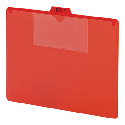 Poly Out Guide, Two-Pocket Style, 1/5-Cut Top Tab, Out, 8.5 x 11, Red, 50/Box