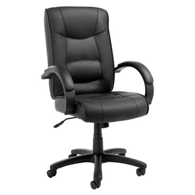 Alera Strada Series High-Back Swivel/Tilt Top-Grain Leather Chair, Supports Up to 275 lb, 17.91" to 21.85" Seat Height, Black