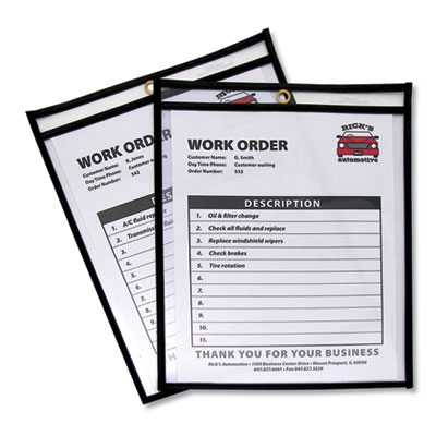 Shop Ticket Holders, Stitched, Both Sides Clear, 50 Sheets, 8.5 x 11, 25/Box