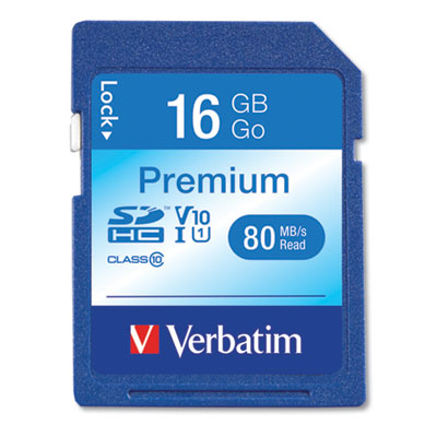 16GB Premium SDHC Memory Card, UHS-I V10 U1 Class 10, Up to 80MB/s Read Speed