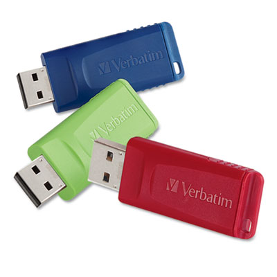 Store 'n' Go USB Flash Drive, 8 GB, Assorted Colors, 3/Pack