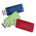 Store 'n' Go USB Flash Drive, 4 GB, Assorted Colors, 3/Pack