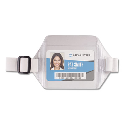 Arm Badge Holders, Horizontal, Textured Clear 5.5" x 3.88" Holder, 3.5" x 3" Insert, 12/Pack