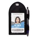 Badge Holder with Pen Loop, Vertical, Black 3.25" x 6" Holder, 2.75" x 3.5" Insert, 12/Box