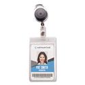 Resealable ID Badge Holders with 30" Cord Reel, Vertical, Frosted 3.68" x 5" Holder, 2.5" x 4" Insert, 10/Pack