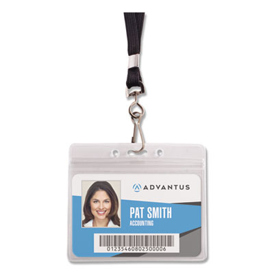 Resealable Badge Holders Combo Pack with 36" Lanyard, Horizontal, Frost 4.13" x 3.75" Holder, 3.88" x 2.63" Insert, 20/Pack