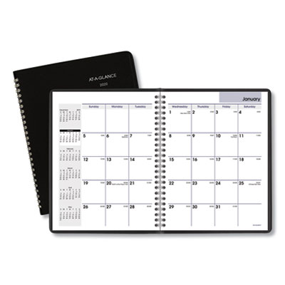 DayMinder Monthly Planner with Notes Column, Ruled Blocks, 8.75 x 7, Black Cover, 12-Month (Jan to Dec): 2025