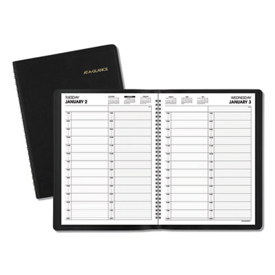 Two-Person Group Daily Appointment Book, 11 x 8, Black Cover, 12-Month (Jan to Dec): 2025