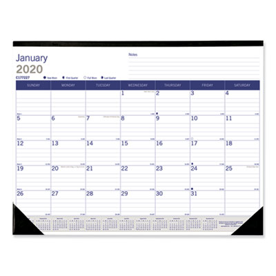 DuraGlobe Monthly Desk Pad Calendar, 22 x 17, White/Blue/Gray Sheets, Black Binding/Corners, 12-Month (Jan to Dec): 2025