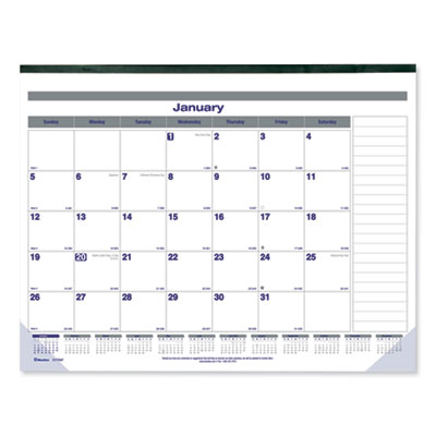 Net Zero Carbon Monthly Desk Pad Calendar, 22 x 17, White/Gray/Blue Sheets, Black Binding, 12-Month (Jan to Dec): 2025