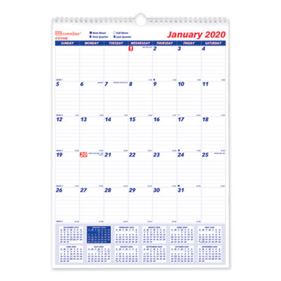 Twin-Wirebound Wall Calendar, One Month per Page, 12 x 17, White Sheets, 12-Month (Jan to Dec): 2025