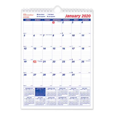 Twin-Wirebound Wall Calendar, One Month per Page, 8 x 11, White Sheets, 12-Month (Jan to Dec): 2025