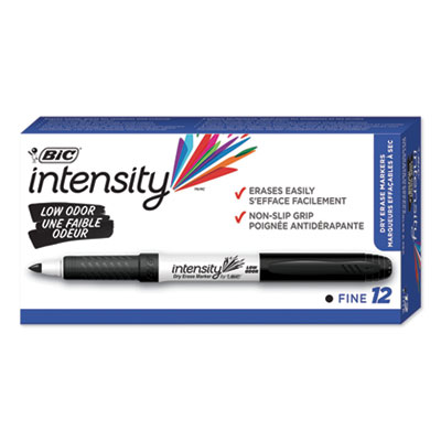 Intensity Low Odor Fine Point Dry Erase Marker, Fine Bullet Tip, Black, Dozen