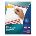 Print and Apply Index Maker Clear Label Dividers, 8-Tab, Color Tabs, 11 x 8.5, White, Contemporary Color Tabs, 25 Sets