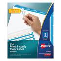 Print and Apply Index Maker Clear Label Dividers, 5-Tab, Color Tabs, 11 x 8.5, White, Blue Tabs, 5 Sets