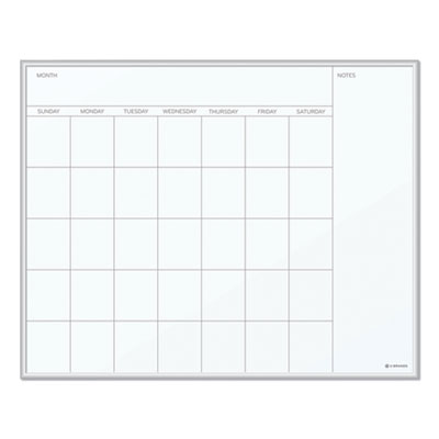 Magnetic Dry Erase Board, Monthly Planning/Scheduling Calendar, 20" x 16", White Surface, Satin Aluminum Frame