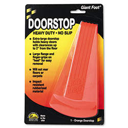 Giant Foot Doorstop, No-Slip Rubber Wedge, 3.5w x 6.75d x 2h, Safety Orange