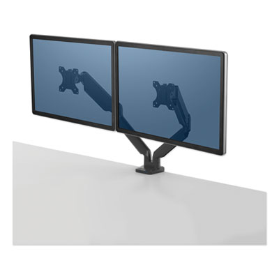 Platinum Series Dual Monitor Arm for 27" Monitors, 360 deg Rotation, +85 deg/-20 deg Tilt, 360 deg Pan, Black, Supports 20 lb