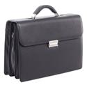 Milestone Briefcase, Fits Devices Up to 15.6", Leather, 5 x 5 x 12, Black