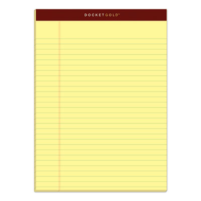 Docket Gold Ruled Perforated Pads, Wide/Legal Rule, 50 Canary-Yellow 8.5 x 11.75 Sheets, 12/Pack