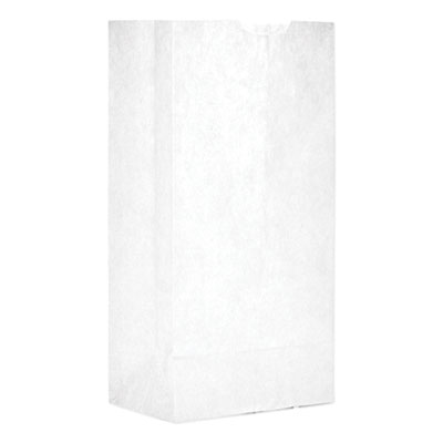 Grocery Paper Bags, #4 Size, 5" x 3.33" x 9.75", White, 500/Bundle