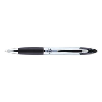 Z-Grip MAX Ballpoint Pen, Retractable, Medium 1 mm, Black Ink, Silver/Black Barrel, 12/Pack