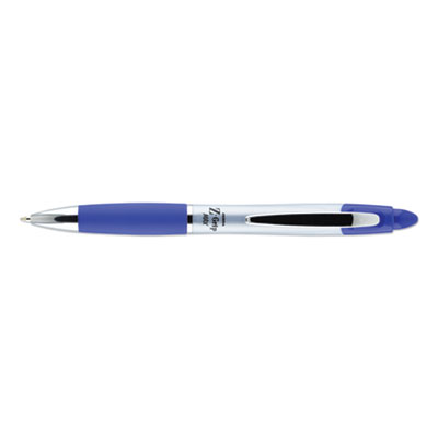 Z-Grip MAX Ballpoint Pen, Retractable, Medium 1 mm, Blue Ink, Silver/Blue Barrel, 12/Pack