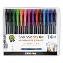 Sarasa Dry Gel X20 Gel Pen, Retractable, Medium 0.7 mm, Assorted Ink and Barrel Colors, 14/Pack