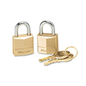 Three-Pin Brass Tumbler Locks, 0.75" Wide, 2 Locks and 2 Keys, 2/Pack