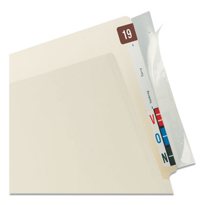 Self-Adhesive Label/File Folder Protector, End Tab, 2 x 8, Clear, 100/Box