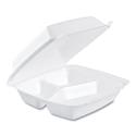 Foam Hinged Lid Containers, 3-Compartment, 8.38 X 7.78 X 3.25, 200/carton
