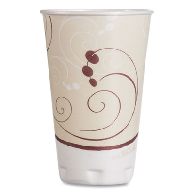 Trophy Plus Dual Temperature Insulated Cups in Symphony Design, 16 oz, Beige, 50/Pack, 15 Packs/Carton