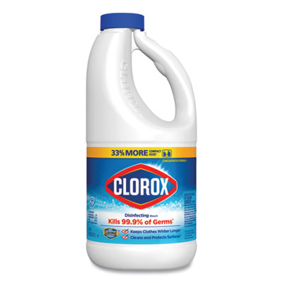 Concentrated Regular Disinfecting Bleach, 43 oz Bottle, 6/Carton