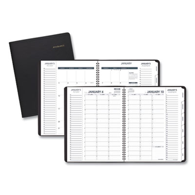 Triple View Weekly Vertical-Column Format Appointment Book, 11 x 8.25, Black Cover, 12-Month (Jan to Dec): 2025