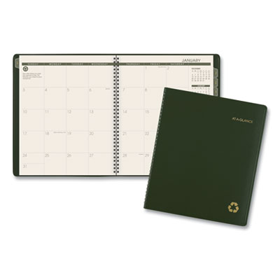 Recycled Monthly Planner, 11 x 9, Green Cover, 13-Month: Jan 2025 to Jan 2026