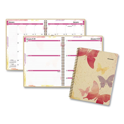 Watercolors Weekly/Monthly Planner, Butterflies Artwork, 11 x 8.5, Multicolor Cover, 12-Month (Jan to Dec): 2025