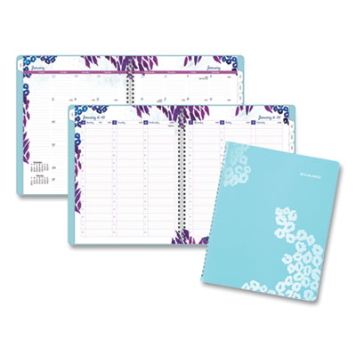 Wild Washes Weekly/Monthly Planner, Flora and Fauna Artwork, 11 x 8.5, Blue Cover, 13-Month: Jan 2025 to Jan 2026