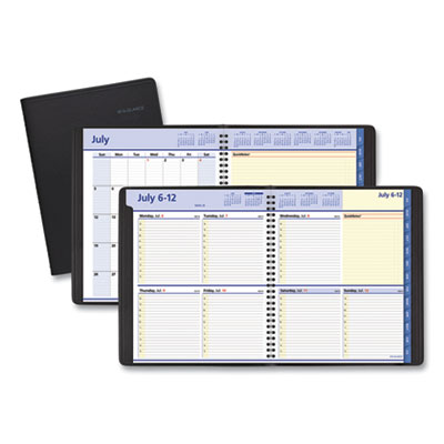 QuickNotes Weekly/Monthly Planner, 10 x 8, Black Cover, 12-Month (July to June): 2024 to 2025