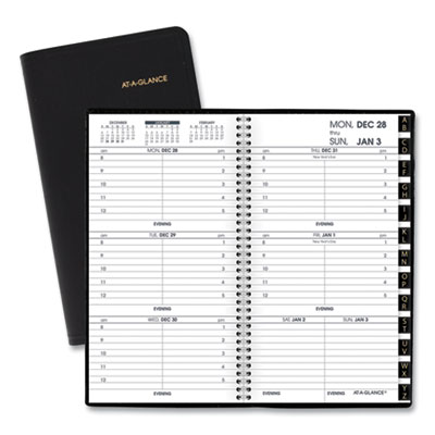 Compact Weekly Appointment Book, 6.25 x 3.25, Black Cover, 12-Month (Jan to Dec): 2025